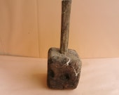 Old antique primitive wooden hammer handmade very old very heavy