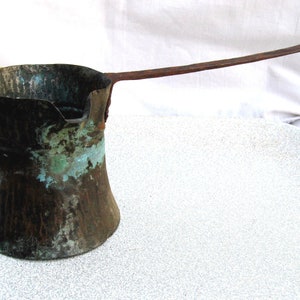 Old antique primitive coffee pot boil ottoman islamic copper pot