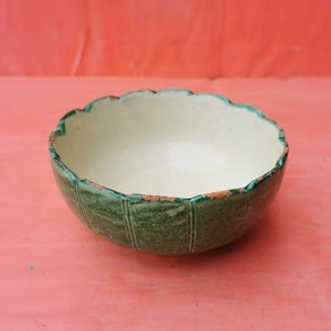 Old antique primitive redware ceramic glazed cup bowl plate hand made
