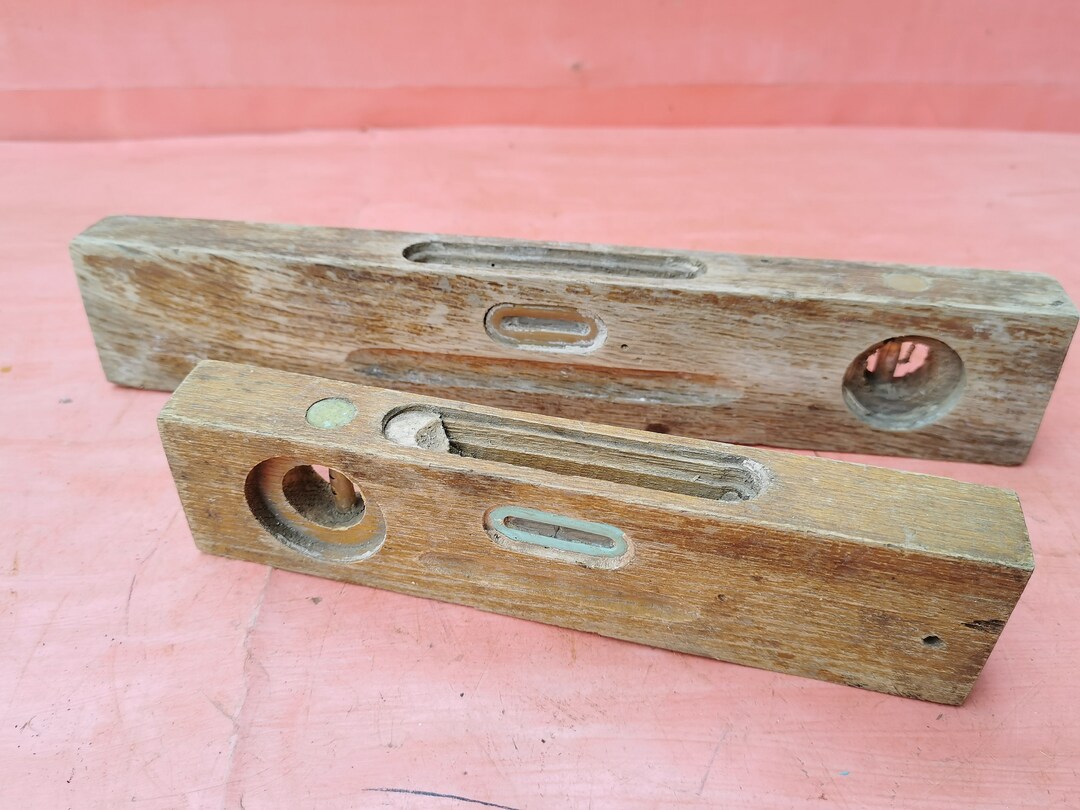 Antique Primitive Hand Wooden Water Level Splinter Bar 2 Pcs Etsy