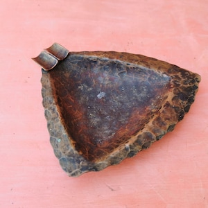 Old vintage metal bronze BRASS GERMAN ASHTRAY leaf shape