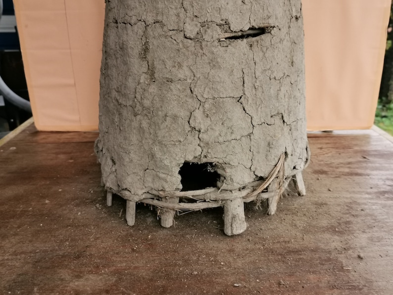 Old antique primitive hand made bee swarm beeskep bee hive