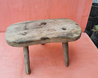 Antique Primitive Old Hand Carved Wooden Chair Tripod