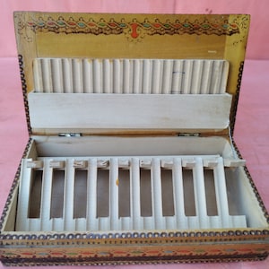 Vecchia scatola di SIGARETTE in legno vintage FATTA A MANO