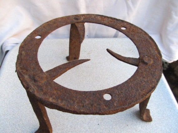 Old Antique Primitive Hand Wrought Forged Iron Trivet For Etsy