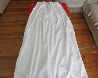Old antique primitive white cotton women's long shirt night gown with handmade embroidery homespun cloth