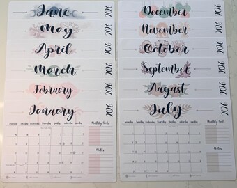 Calendario de pared ilustrado A3/A4 / Calendario de escritorio / 200 g/m² / Magnético / Hecho a mano