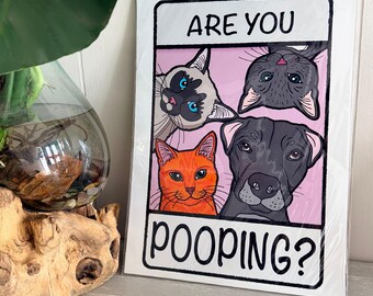 Impresión digital de retrato de mascota personalizado y divertido para pared de baño