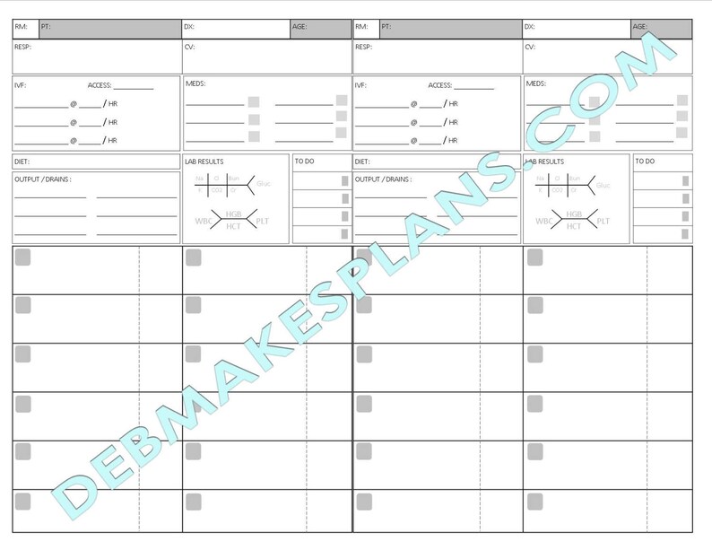 Nurse Assignment Sheet Printable Etsy UK
