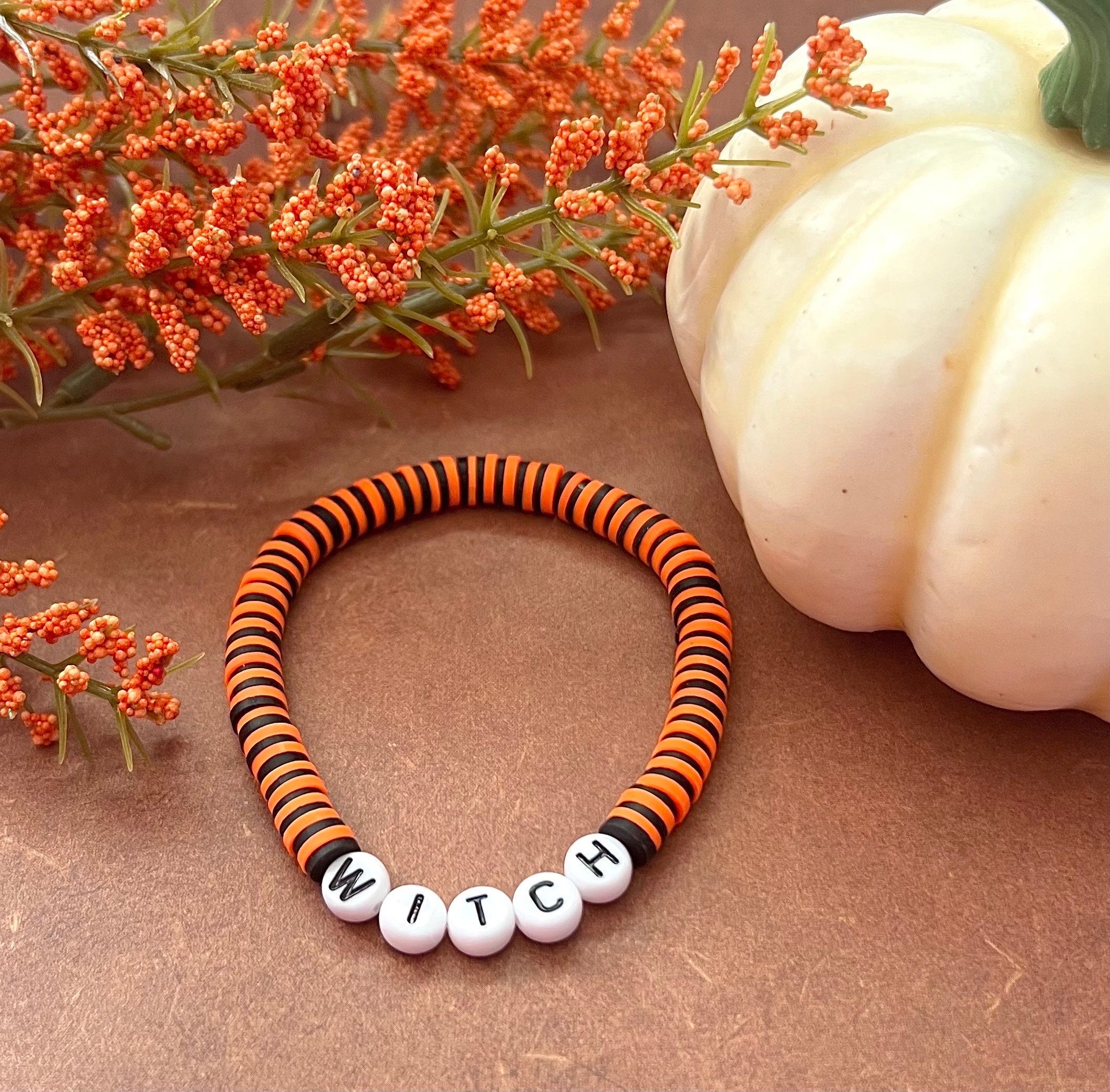 Halloween Heishi Bracelet, Polymer Clay, Women Men Kids Bracelet