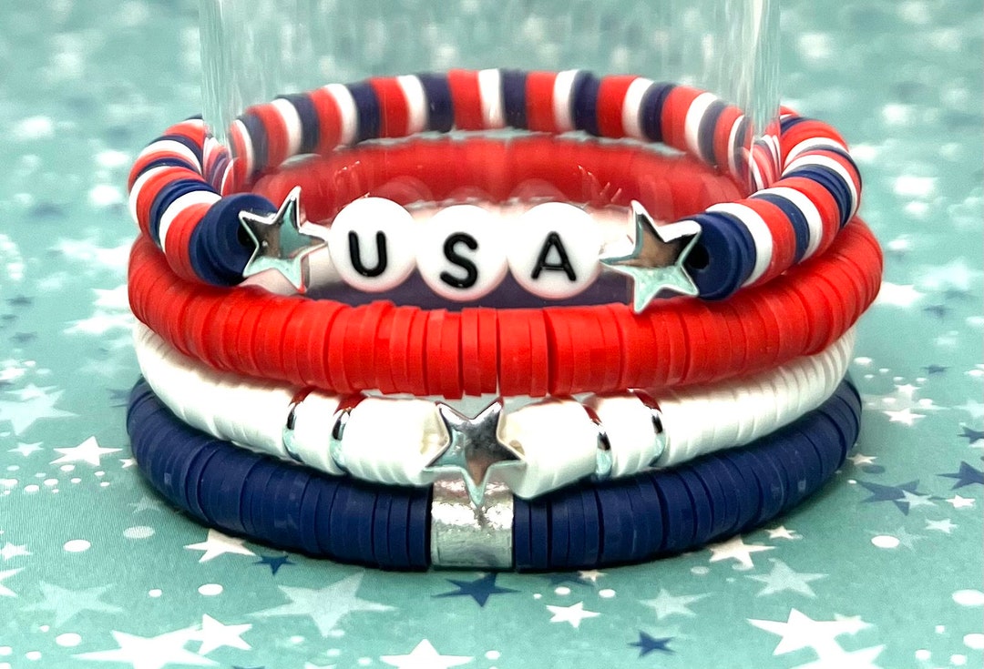 Mud Pie Red & Blue Nautical, Patriotic & Coastal Pattern Bangle Set 4th of July Decorations & Outfits | Mud Pie main image 3