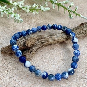 Sodalite Bracelet, Gemstone Bracelet, Healing Bracelet, Blue Bracelet, Women’s Bracelet, Beaded Bracelet, Stretchy Bracelet