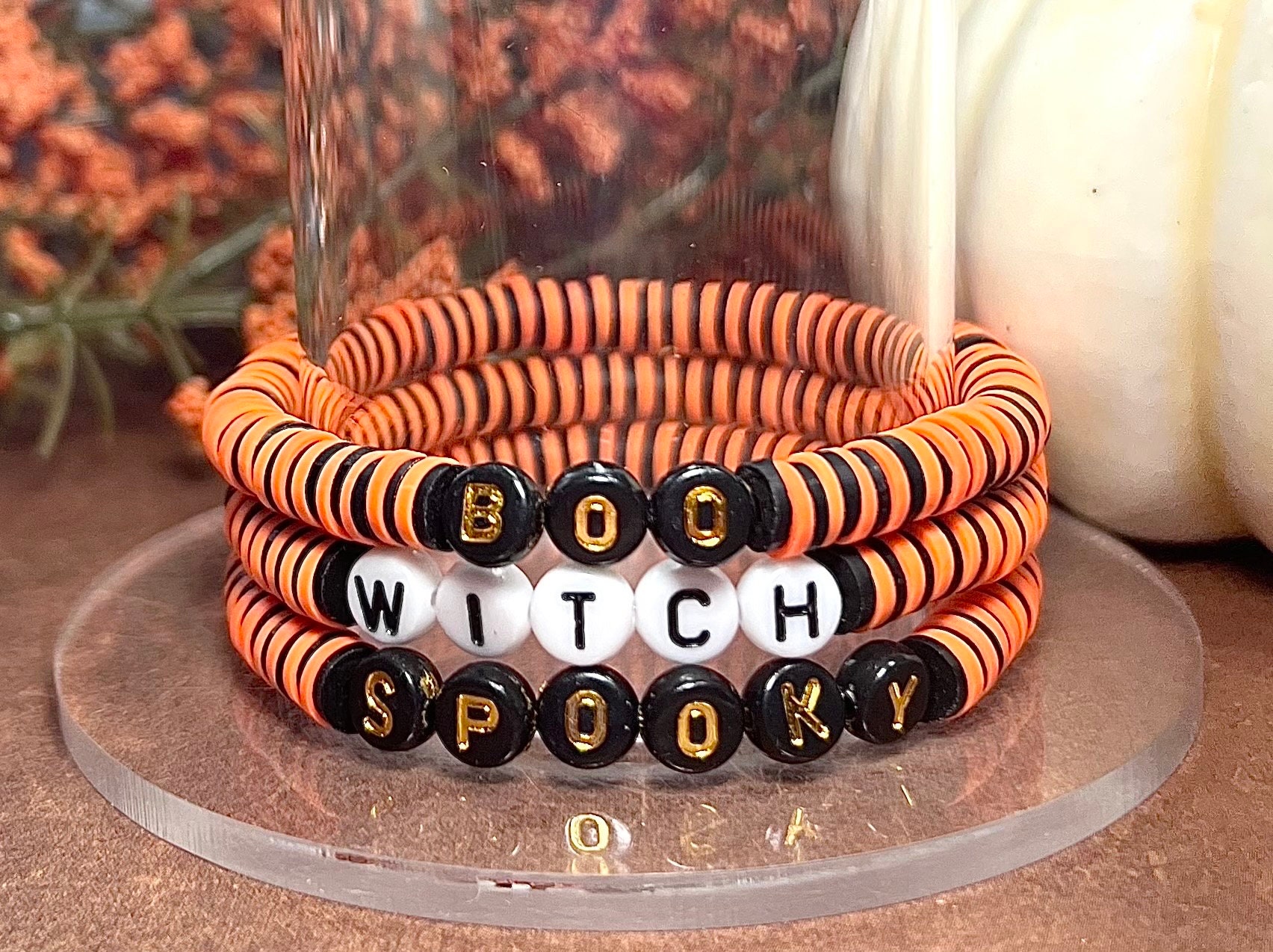 Halloween Heishi Bracelet/ Halloween/ Spooky Bracelet/ Boo 