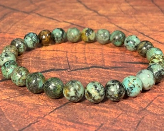 African Turquoise Jasper Bracelet, African Turquoise Bracelet, 8mm Multicolor Stretch Bracelet, Mens Bracelet, Women’s Bracelet, Jasper