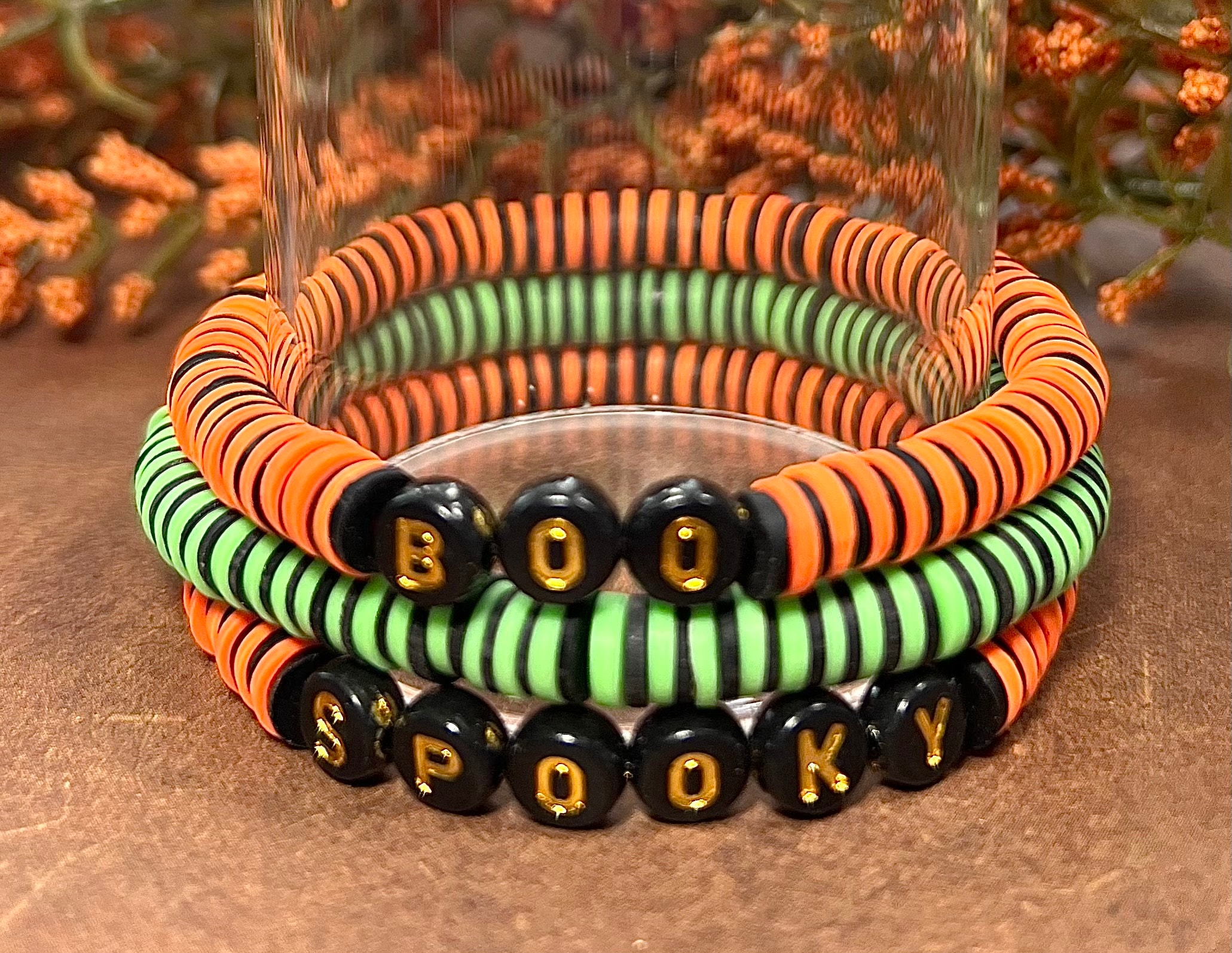 Halloween Heishi Bracelet, Polymer Clay, Women Men Kids Bracelet