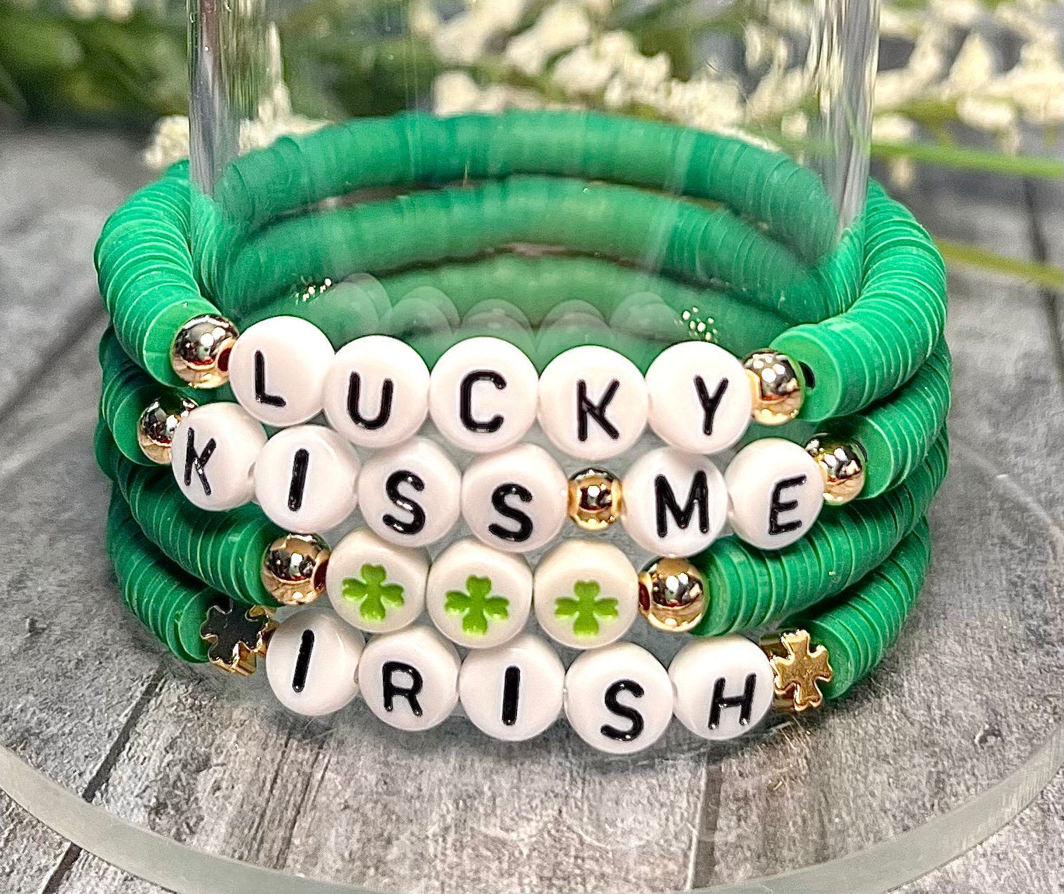 St Patrick's Day Bracelet with Vintage Medal – Powerbeads by jen