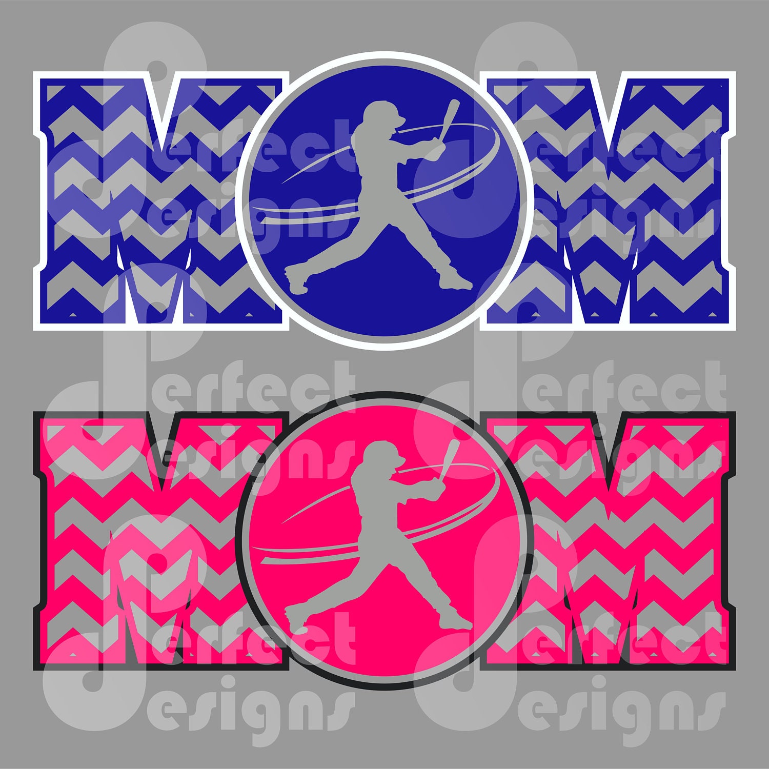 Baseball Softball Mom Chevron Graphic Design Art Player - Etsy