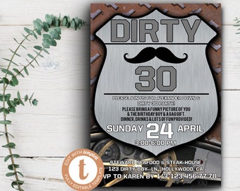 Dirty 30 Invitations Etsy