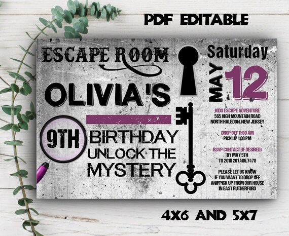 EDITABLE INVITATION Escape Room Invitations Escape Room | Etsy