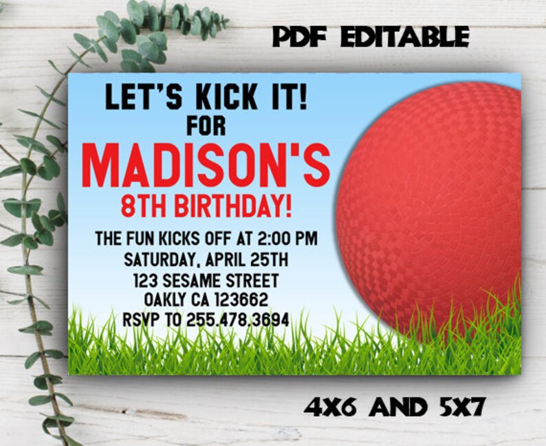EDITABLE INVITATION Kickball Invitation Sports Invitation Etsy