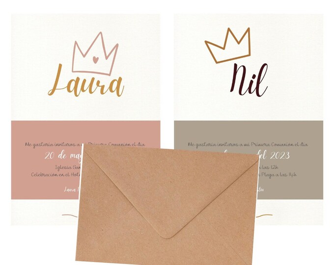 INVITATION CROWN COMMUNION printed digitally
