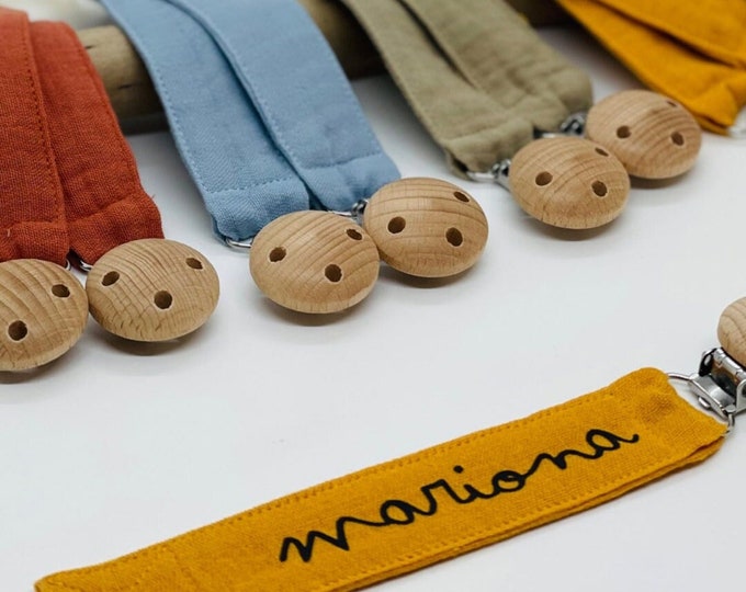 PERSONALIZED fabric PACIFIER CLIP