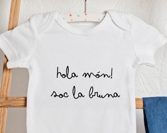 White bodysuit HELLO WORLD! Welcome world newborn PERSONALIZED gift