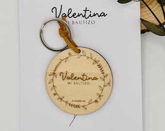 PERSONALIZED ROUND KEYCHAIN for events such as communion, wedding, and christening
