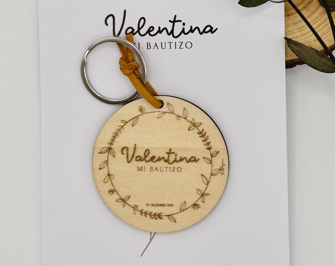 PERSONALIZED ROUND KEYCHAIN for events such as communion, wedding, and christening