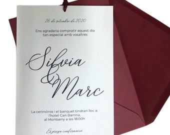 CLASSIC WEDDING INVITATIONS with Original ribbon event includes envelope