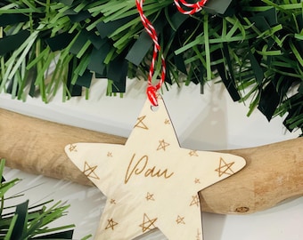 PERSONALIZED wooden STAR PLACE MARKERS pendant