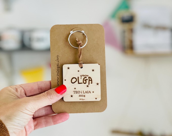 Personalized wooden THANK YOU KEYRING