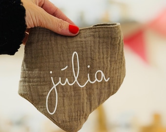 Personalized Bandana Bib for Newborn Baby, Cotton Gift for Parents, Hello World