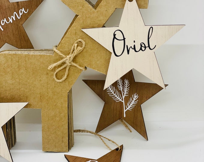 STAR plywood CHRISTMAS tree decoration MARCASITIOS