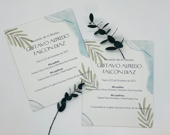 BAPTISM REMINDERS INVITATIONS printed on textured paper