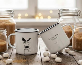 Personalized VINTAGE Deer CHRISTMAS MUG