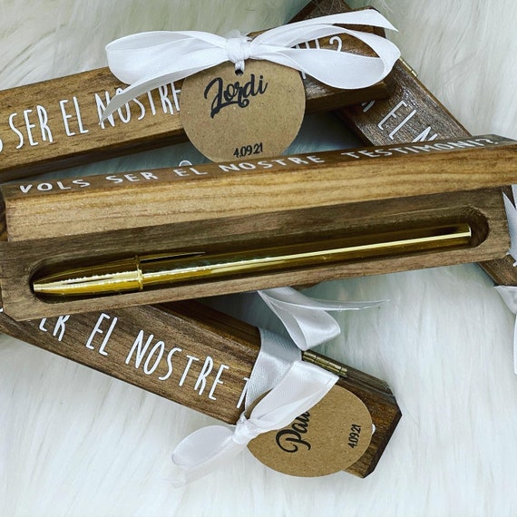 ⭐ Bolígrafo Personalizado Para Testigo De Boda Con Caja ⭐