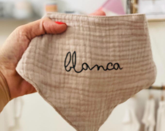 PERSONALIZED BANDANA BIB newborn baby cotton gift parents hello world