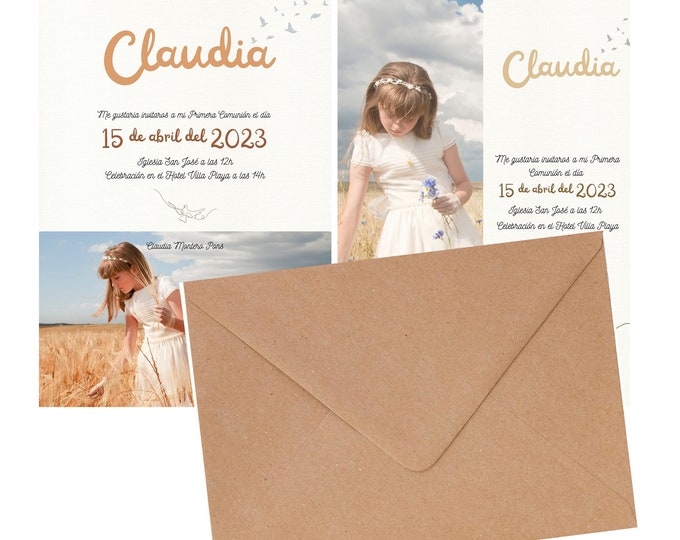 INVITATION Photo her COMMUNION digital printed