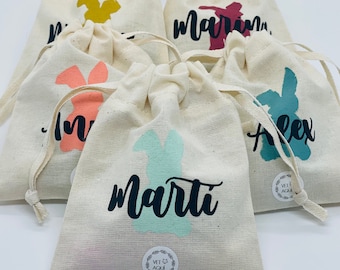 PERSONALIZED EASTER fabric bag with chocolate eggs name detail gift godson goddaughter