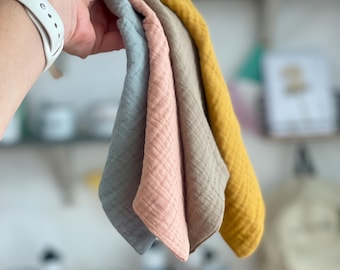 Personalized muslin + cotton baby towel bag