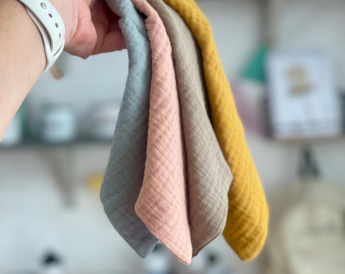 Personalized muslin + cotton baby towel bag
