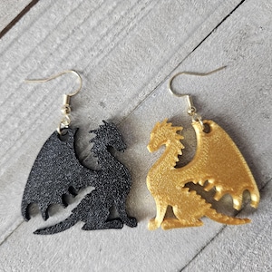Fourth Wing Earrings|Dragon Earrings|Black and Gold Dragon|Fourth Wing Merch|Bookish Gifts|Fantasy Reader Gift|Lightweight Earrings|Dragons