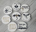 Fourth Wing Inspired Ceramic Car Coasters|Dragon Coasters|Dragon Lover Gift|Reader Gift|Fantasy Romance Bookish Car Decor