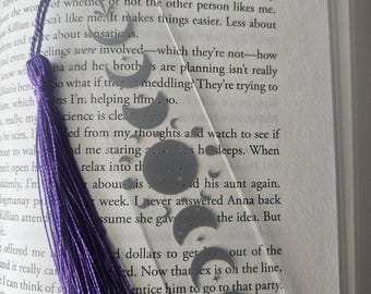 Moon Phases Acrylic Bookmark with Tassel: Book Lover Gift