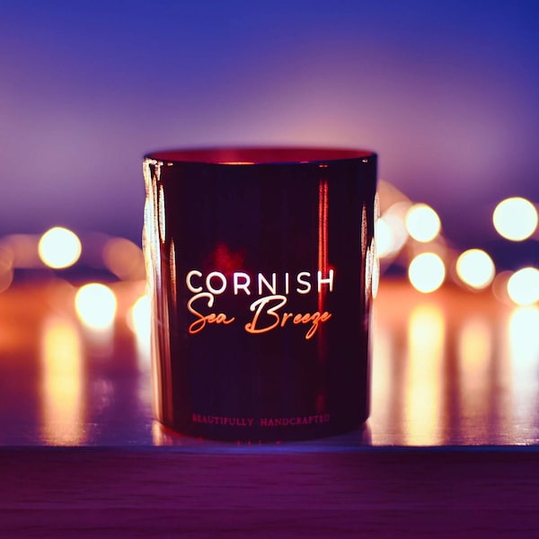 Bougie de cire de soja naturelle Cornish Sea Breeze, effet « Glow Through » gravé au laser, anniversaire, anniversaire, cadeau de félicitations