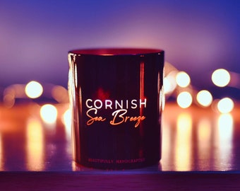 Cornish Sea Breeze Natural Soy Wax Candle, Laser Engraved 'Glow Through' Effect, Anniversary, Birthday, Congratulations Gift