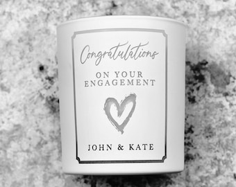 Personalised Engagement Soy Candle Gift, Pure Pomegranate Fragrance, Handmade in Cornwall