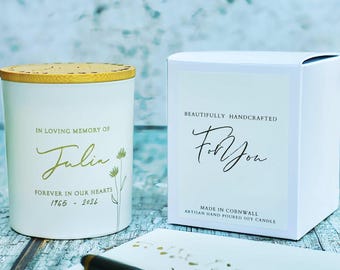 Personalised Sympathy Candle Handmade in Cornwall
