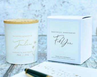 Personalised Sympathy Gift, Soy Candle, Your Text Glows When Lit, Bereavement, Memory, Loss Gift, Add Your Own Message, Choice of Fragrance